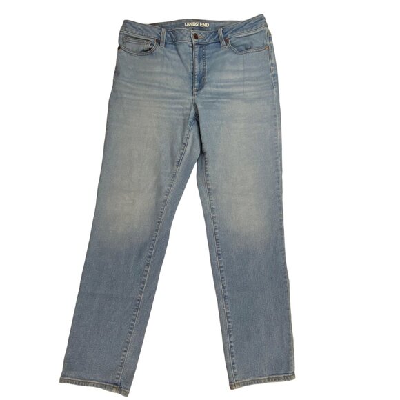 Lands' End Women's Sustainable Denim Straight Leg Jeans Blue Size 12 - Picture 1 of 4